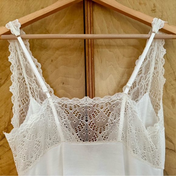 Only Hearts by Helena Stuart Long Chemise Modal Lace Trim White Nightgown - Picture 9 of 11